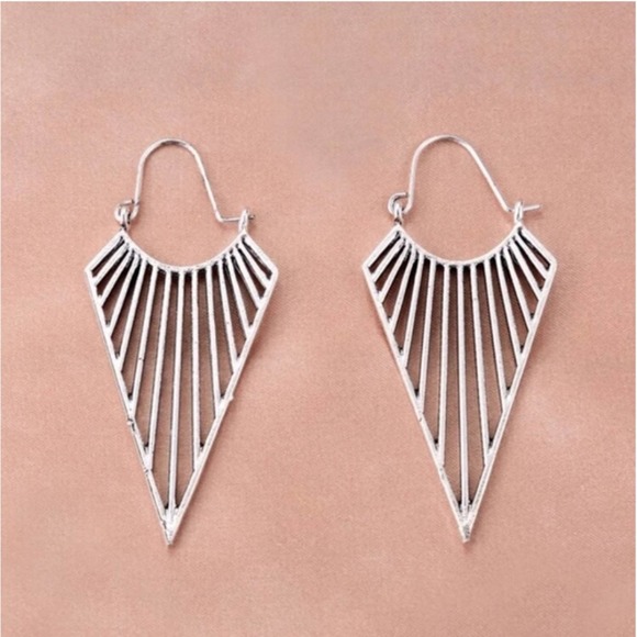 Shakti Silver Goddess Geometric Drop Earrings NWT NEW Rays Energy - Picture 2 of 6